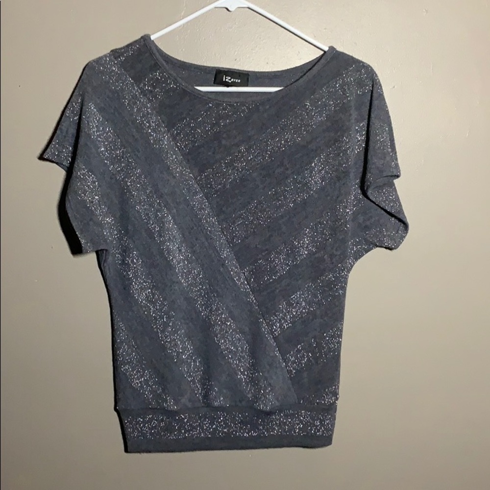 Gray sweater shirt with glitter stripes